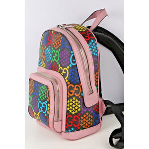 GUCCI Logo GG Psychedelic Backpack Bag Supreme Leather Black Pink Italy 14FB854